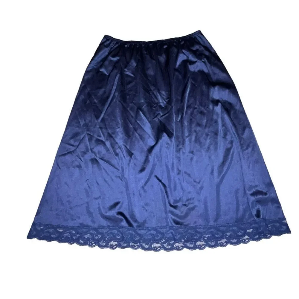 Vintage Vanity Fair Blue Lace Slip Skirt